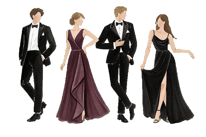 Illustration animée de tenue black tie