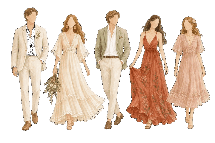 Illustration animée de tenue bohème